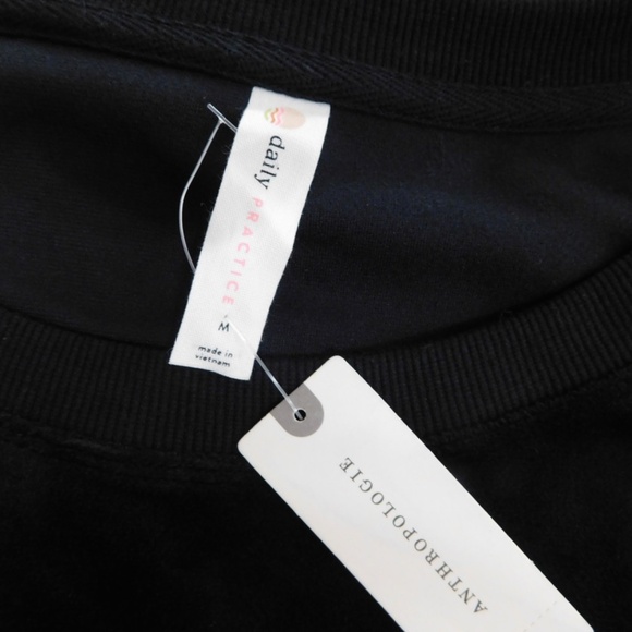 NWT!! Anthropologie DAILY PRACTICE Black Velvet Puff-Sleeve Dress Mini Medium - Picture 12 of 16